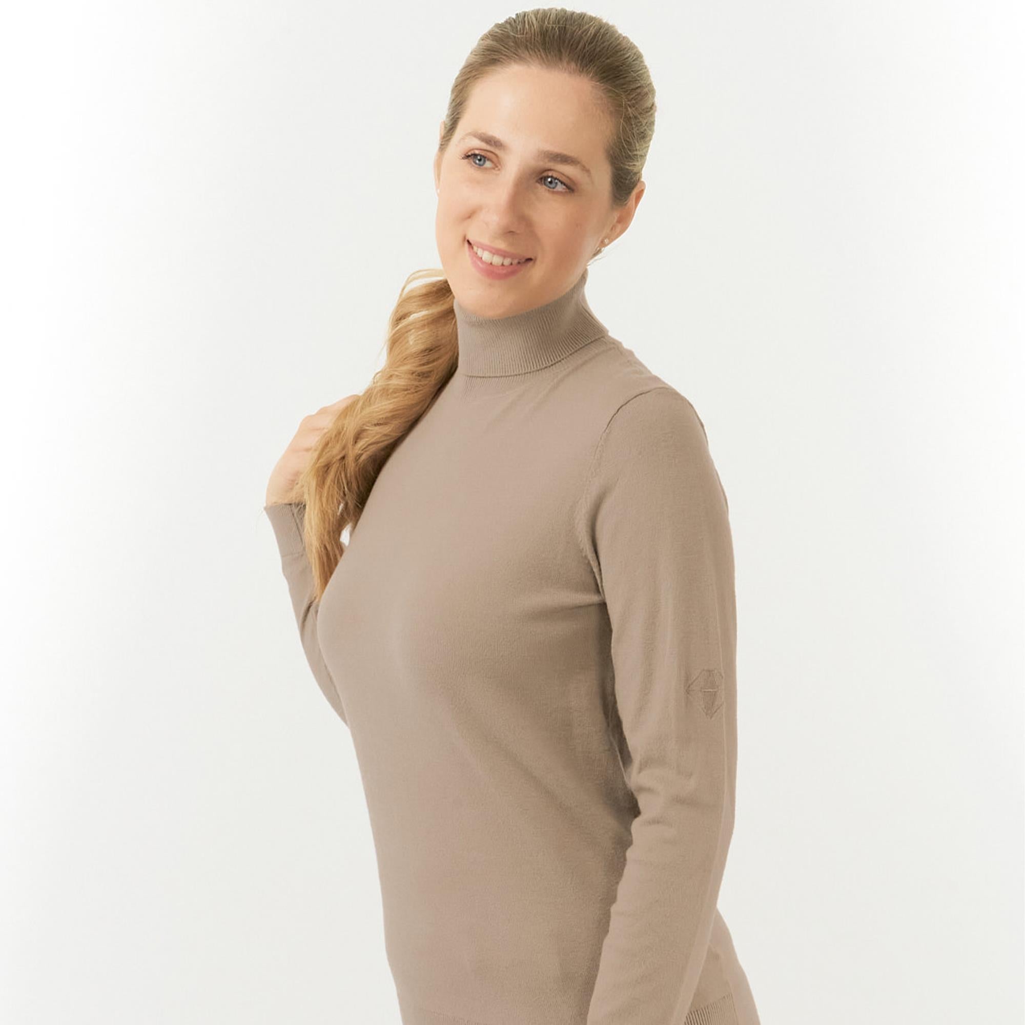 Pure Golf Simone Ladies Golf Roll Neck Cappuccino